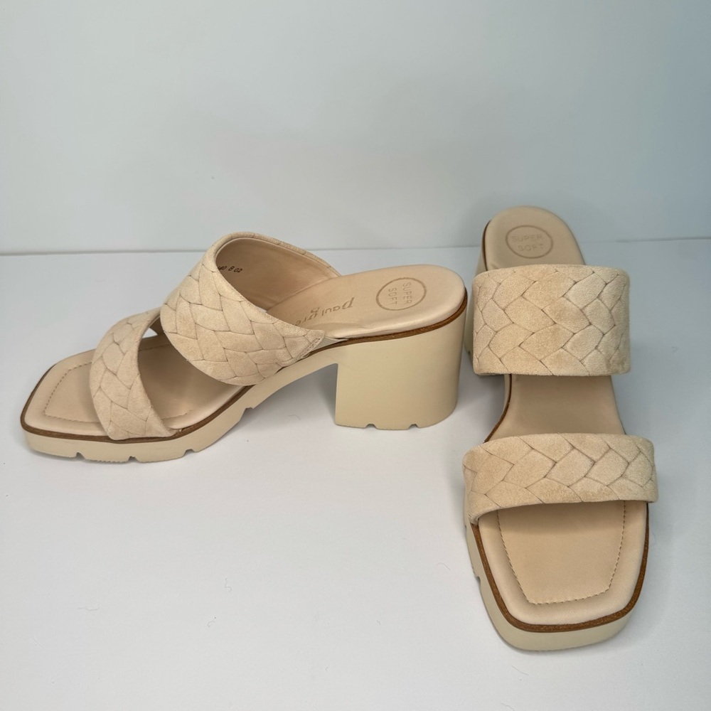 PAUL GREEN Lancy Sabbia Tan Suede Block Heel Sandals Mules Size 10 (UK 7.5) - Picture 12 of 15